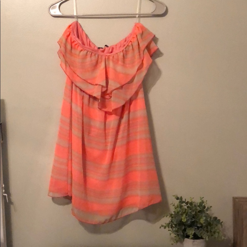 Adorable coral/tan strapless dress